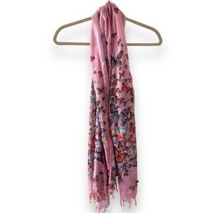 Pink Butterfly Beaded Scarf Wrap Y2K Preppy Maximalist Spring Twee Girly